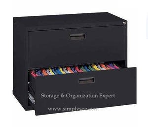 2 Drawers Black Lateral Filing Storage Cabinet With Lock
